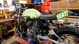 Installing the TANK amp SEAT on Our Custom VIRAGO Build  Yamaha Virago Build Ep6 [upl. by Bax]