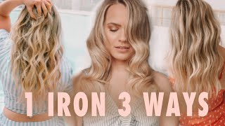 1 Curling Iron 3 Totally Different Curls amp Waves  Kayley Melissa [upl. by Eitra353]