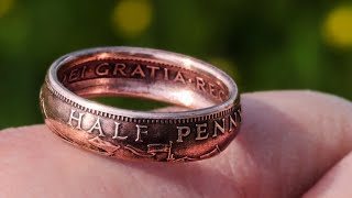 Make A Ring Out Of British Halfpenny Copper Coin [upl. by Keenan129]