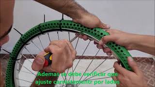 Instalación llanta antiponchaduras sólida para bicicleta rodada 26 [upl. by Quenby390]