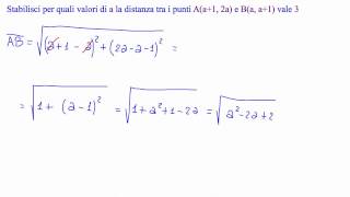 Stabilisci per quali valori di a la distanza tra i punti Aa1 2a e Ba a1 vale 3 [upl. by Nnairret]