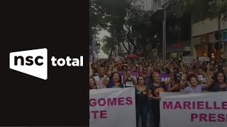 Manifestantes pedem justiça após caso Marielle Franco [upl. by Notlehs]