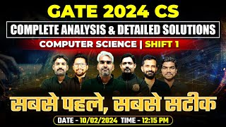 GATE 2024 CSE  Exam Analysis amp Detailed Solutions  Computer Science Engineering  10 Feb Shift 1 [upl. by Norym]