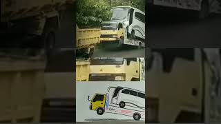 truk gendong mobil bus sambil angkat ban depan shorts [upl. by Peednam781]