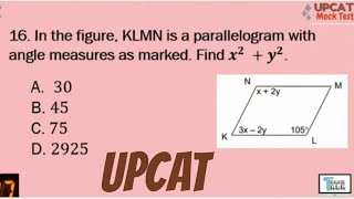 Geometry  Parallelogram UPCAT College Entrance Test AFPSAT Mathematics [upl. by Akemed125]