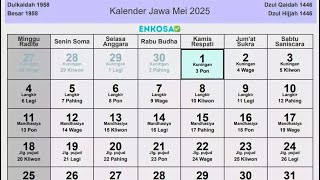 Kalender Jawa Mei 2025 Lengkap Hari Baik [upl. by Lemmuela]