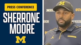 Sherrone Moore Press Conference USC Week  Michigan Names Alex Orji Starting QB GoBlue [upl. by Aerda]