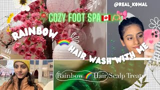 I have NEVER tried HAIR SPA like this  Rainbow Hair Wash  Hot water Massage  COZY FOOT SPA [upl. by Ettenel]