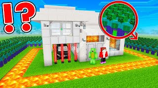 The LARGEST Security House With ZOMBIE DEFENSE in Minecraft  Maizen JJ and Mikey BUILD CHALLENGE [upl. by Quiteri]