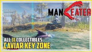 Maneater Caviar Key All Collectible Locations Landmarks License Plates Nutrition Caches [upl. by Sutsuj]