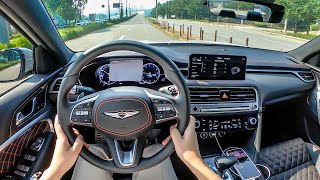 Updated InteriorEngine The New 2024 Genesis G70 25T Sport POV Test Drive [upl. by Yelsehc471]