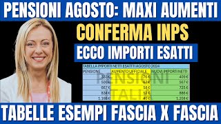 PENSIONI AGOSTO AUMENTI CONFERMATI TABELLA ESEMPI X OGNI FASCIA📈VERIFICA NUOVI IMPORTI LORDI [upl. by Siari858]