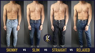 BEST FITTING JEANS TYPE FOR MEN amp How They Should Fit Skinny Slim Straight Relaxed [upl. by Arty478]