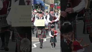 Youngest piper with Pitlochry amp Blair Atholl Pipe Band marching to 2023 Pitlochry Games shorts [upl. by Osher141]