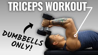 The Best ScienceBased Triceps Workout For Mass DUMBBELL ONLY [upl. by Thinia199]