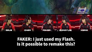 ENGSUB T1 vs DK ingame pause comms FULL version  Faker Flash [upl. by Ysdnyl]