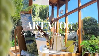 ART VLOG life lately🌱realistic week in my life in my art studio amp painting through day and night [upl. by Isoj]