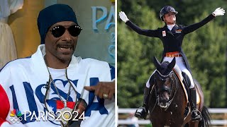 Snoop Dogg grooves along with equestrian dressage routines at the Paris Olympics  NBC Sports [upl. by Eenahc]