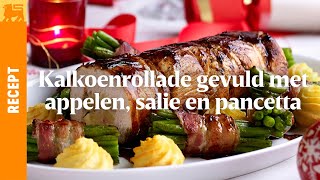 Kalkoenrollade gevuld met appelen salie en pancetta [upl. by Noynek]