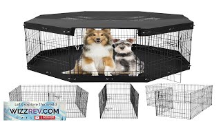 Dog Playpen 8 Panels Foldable Metal Dog Exercise Pen with Pad Cover Review [upl. by Elvah]