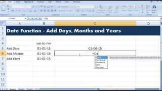 Excel Date Function to Add months to date to add days to date and add years to date [upl. by Acnalb623]