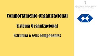 Comportamento Organizacional  Componentes da Estrutura [upl. by Nnaeitak486]