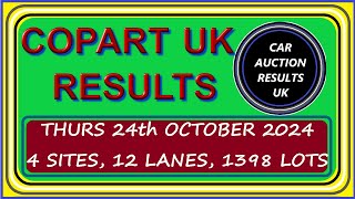 COPART UK AUCTION RESULTS FOR THURS 241024 [upl. by Eednac]