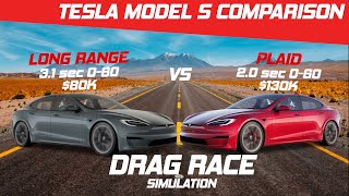 New Model S Plaid vs Long Range  Drag Race  14 Mile  060  Visualizer [upl. by Nylazor]