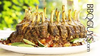 Standing Crown Rib Roast of Pork  Recipe  Alfresco Gas Grill  BBQGuyscom [upl. by Delaryd353]