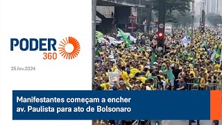 Manifestantes começam a encher av Paulista para ato de Bolsonaro [upl. by Egag]