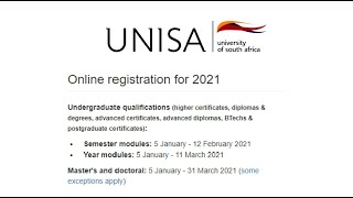 How to register online Unisa 2021 [upl. by Hatty]