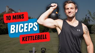 10 MINS KETTLEBELL BICEPS  Build Muscle with ONE Kettlebell only [upl. by Eaj]