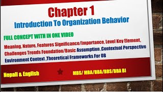 Organizational Behaviour I Organizational Behaviour Chapter 1 MBS MBABBSBBABBM NepaliDibakar [upl. by Eyk]