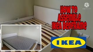 HOW TO ASSEMBLE IKEA BED FRAME  DIY [upl. by Adnolohs]