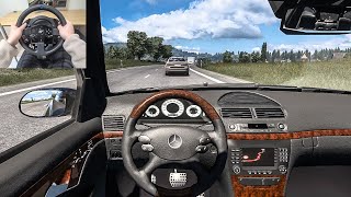 Mercedes Benz E55 AMG W211  Euro Truck Simulator 2 Steering Wheel Gameplay [upl. by Luann]