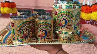 Steel Glasses Set For Water Mumbai Khar West Minakari Water sharbat serving sets wedding gifts [upl. by Etyam]