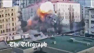 Ukraine war CCTV captures Russian missile strike on Kyiv in New Years Eve attacks [upl. by Chilson]