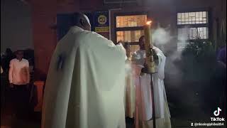 Incensing of the paschal candle by FR Nkosi Sithole Our lady of Lourdes KwaMashu [upl. by Dinesh]