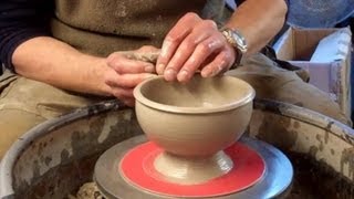 Throwing Making a Rolled Rimmed Pottery Rose Bowl on the Wheel [upl. by Loraine]