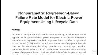 Nonparametric Regression Based Failure Rate Model for Electric Power Equipment Using Lifecycle Data [upl. by Qahsi]