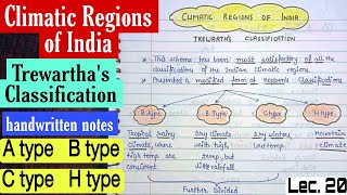 Climatic Regions of India Trewarthas Classification  A B C H type  Lec 20  An Aspirant [upl. by Ellerehs]