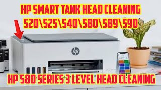 HP 580 Series 3 level head cleaning  hp smart tank 520\525\540\580\585\589\590 head cleaning yt [upl. by Aicilram]