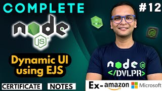 🚀🔥 Lecture 12 Dynamic UI using EJS  NodeJS Complete Course ❤️ in Hindi  Notes Certification [upl. by Burn]