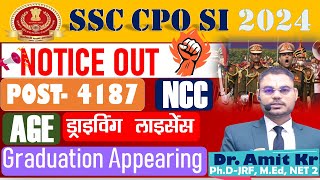 DELHI POLICE SI VACANCY 2024 I SSC CPO SI 2024 I CPO SI SSB ITBP BSF CRPF CISF I SUB INSPECTOR VACAN [upl. by Sileas]