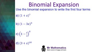 Binomial Expansion  AS Maths  Mr Mathematics [upl. by Kirima685]