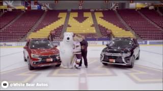 Polar bear mascot keeps slipping over on the ice [upl. by Ailito]