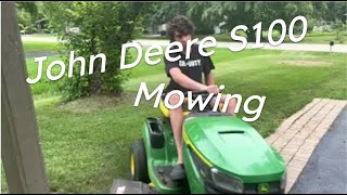 Mowing with my John Deere 2021 S100 riding mower [upl. by Calisa]