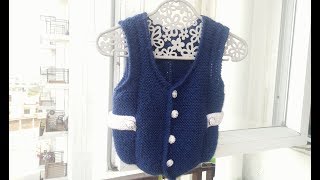 Waistcoat  Jacket Front Side in Easy Hindi Knitting जैकेट  वेस्टकोट    Knitting Hindi [upl. by Meehaf878]