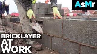 Unintentional ASMR Blockwork Footings Bricklayers at work [upl. by Horner]