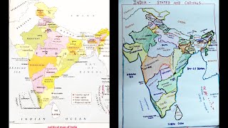 INDIA  Political Map with States and Capitals indiacapitals indiamapdrawing [upl. by Persis]